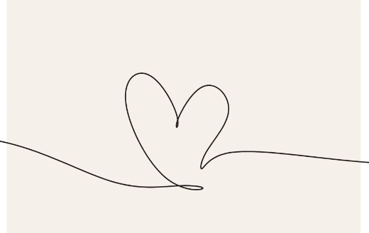 Black outline of a heart on a beige background